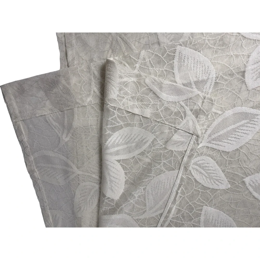 Single Vintage Beige Sheer Leaf Curtain Drape Floral Vine Print 1 Panel 82 Long